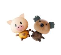 Muñecos Cabezones para Salpicadero de Coche, 2 Piezas de Madera | Aromaterapia y Resorte, Figura Animal Cartoon, Adorno Interior para Oficina y Coche