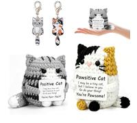 Muñecos de Ganchillo Pocket Hug Positive Gato Llavero Gato Regalos para Amantes de Los Gatos Regalo de Apoyo Emocional Regalo Original para Novios, Aniversario Cumpleaños o Familiares Colega Amigos