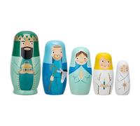 Muñecos de nidificación de la nación de Jesús, figuras apilables de madera de 7,1 x 7,1 x 14,5 cm, muñecas rusas con 5 piezas, coloridas pintadas a mano, regalo coleccionable, Navidad, cumpleaños