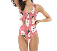 MuñEcos De Nieve Alegre Festivo Rojo Traje de Baño de una Pieza Monokini Ropa de Playa para Mujeres y Niñas