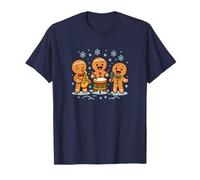 Muñecos Jengibre Navidad Banda música Escena Invierno Camiseta