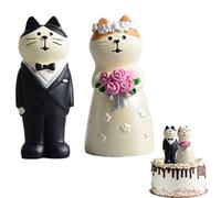 Muñecos Tarta Boda 2 Piezas, Figuras Novios Tarta, Mini Figuras, Escultura con Forma de Gato, Adecuado para Aniversarios, Decoraciones de Automóviles, San Valentín