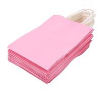 Munefe 25 PCS Kraft Regalos de papel, bolsas de papel con manijas, bolsas de regalos con manijas para fiestas, compras, salidas y otras ocasiones (Pink)
