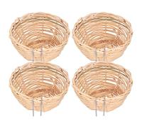 MUNEFE 4pcs Bamboos Bird Nest, Bamboos Weaving Canary Birds Nest, Handmade Weaving Breeding Resting Bird House for Parrots Canary