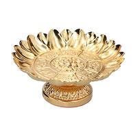 MUNEFE Bandeja de frutas en forma de loto, placa decorativa de aleación de estilo retro, cuenco de frutas con pies para templos, sacrificios, decoración del hogar y sala de estar