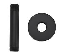 MUNEFE Brazo de ducha superior con brida, brazo de ducha montado en el techo, tubo de extensión de ducha tipo lluvia, adecuado para la mayoría de cabezales de ducha del mercado (Negra)