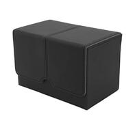 MUNEFE Caja de barajas de cartas Commander, caja de barajas de cartas con bandeja de dados, estuche organizador de almacenamiento de tarjetas magnético de cuero PU para tarjetas (Negra)