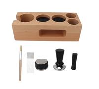 MUNEFE Estación de apisonamiento de café de madera, estación de apisonamiento de café expreso, soporte de madera para tapete de apisonamiento de café expreso, soporte de madera