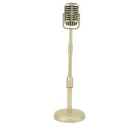 MUNEFE Fake Retro Microphone Model, Retro Microphone Prop Model, Plastic Simulation Microphone for Rehearsals and Performance Training (Gold)