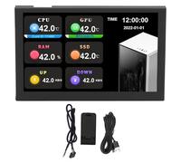 MUNEFE Pantalla USB IPS, Monitor de Datos de 5 Pulgadas, Monitor de Datos de PC con Pantalla Secundaria Tipo C para configuración de computadora portátil o de Escritorio como (Negro)