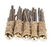 MUNEFE Pet Pehing Sticks, Palos de Madera Juguetes de masticación, Palos de Madera de Hierba Molar Toyos de dentición para Loros Hámster de Conejo Animales pequeños (5pcs)