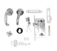 MUNEFE Stainless Steel Aisle Handle Lock Set, Emergency Exit Door Handle, Stainless Steel Fireway Lock for Walkway Emergency Exit