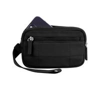 Muñequera acolchada para mujer con llavero y compartimento para monedas con cremallera, funda para tarjetas de crédito para utensilios de viaje, Negro