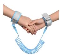 Muñequera antipérdida de 2,5 m, riendas de muñeca para niños y niñas, correa de muñeca giratoria de 360° con cuerda de alambre elástica y bloqueo de seguridad para niños que caminan (azul)