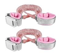 Muñequera antipérdida para niños, paquete de 2 (6.5 pies, rosa) correa de seguridad para niños con desbloqueo magnético, correa reflectante para niños, correa de muñeca para supermercado, centro