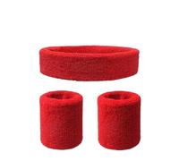 Muñequera Deportiva Conjunto de Diadema y muñequera Deportiva, Toalla, algodón, muñequeras for Gimnasio, Ciclismo, Baloncesto, Tenis, Banda for la Cabeza(Red)