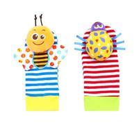 Muñequera plegable - Correas para bebé, paquete de pies de peluche | Calcetines de sonido de animales sonajero Juego de juguetes para niños niñas, correas para el desarrollo temprano, regalo de
