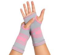 Muñequera Túnel Carpiano Desarrollada por Médicos - Con Protector de Pulgar y Almohadilla de Gel para Comodidad y Sujeción - Alivia Dolor Articular y Mejora LER (Gris/Rosa, Talla L)