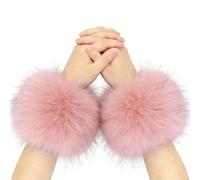 Muñequeras - Calentadores de brazos cortos peludos de invierno, pulseras de felpa, mangas peludas para muñecas de adultos, calentadores de mangas, pulseras peludas para mujeres y niñas, de