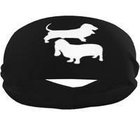 Muñequeras Deportivas Basset Hound para Hombre y Mujer, muñequeras y Diademas elásticas Antideslizantes para Baloncesto, Tenis, Entrenamiento, Gimnasio y Yoga. Absorbentes y Transpirables (Negras).