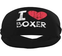 Muñequeras Deportivas I Love Boxer Dog para Hombre y Mujer, muñequeras y Diademas elásticas Antideslizantes para Baloncesto, Tenis, Entrenamiento, Gimnasio y Yoga. Absorbentes y Transpirables (Negra