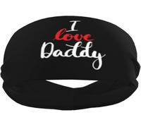 Muñequeras Deportivas I Love Daddy para Hombre y Mujer, muñequeras y Diademas elásticas Antideslizantes para Baloncesto, Tenis, Entrenamiento, Gimnasio y Yoga. Absorbentes y Transpirables (Negras).