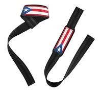 Muñequeras y correas de elevación de la bandera de Puerto Rico Nacional Rojo Puerto Rico 26 pulgadas de entrenamiento de potencia correas de peso muerto para mujeres para levantamiento de potencia