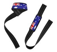 Muñequeras y correas de levantamiento de la bandera nacional de Australia, de 26 pulgadas, para entrenamiento de potencia, peso muerto para levantamiento de pesas,