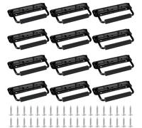 MUNGHOK 12 tiradores plegables negros 140 x 40 mm, mango de caja con muelle integrado, asa de metal plateada, asas plegables con resorte para cajas, armarios, cajas de hardware, caja de herramientas