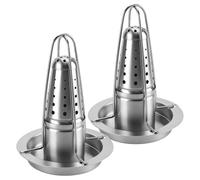 MUNGHOK 2 piezas de acero inoxidable para asar pollos, soporte para pollo de acero inoxidable, asador de pollo redondo, soporte para horno o barbacoa, accesorio para barbacoa