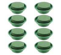 MUNGHOK 8 Piezas Espuma Floral Redonda con Bandeja, 8x4 cm, Verde, Esponja Húmeda para Arreglos Florales, Bodas y Centros de Mesa