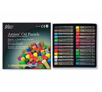 Mungyo Gallery Artists' - Juego de 24 pasteles al óleo metálicos, 12 + 12 flores fluorescentes