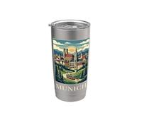 Múnich Alemania Baviera Alpine City Travel Art Vaso térmico de acero inoxidable de doble pared