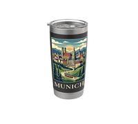Múnich Alemania Baviera Alpine City Travel Art Vaso térmico de acero inoxidable de doble pared