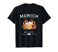 Múnich Baviera Bandera Pretzel Cerveza Bratwurst Alemania Souvenir Camiseta