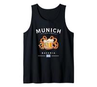 Múnich Baviera Bandera Pretzel Cerveza Bratwurst Alemania Souvenir Camiseta sin Mangas