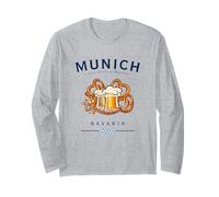 Múnich Baviera Bandera Pretzel Cerveza Bratwurst Alemania Souvenir Manga Larga