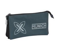 MUNICH CARBÓN - Portatodo Triple, Estuche Infantil, Estuche Niño, Ideal para Niños en Edad Escolar, Cómodo y Versátil, Calidad y Resistencia, 22x3x12 cm, Color