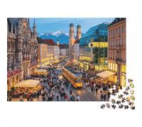 Munich City Scenery Jigsaw Puzzle 1000 Pieces Recycled Material Busy Street Puzzles for Boy & Girl Ages 6 Years Up Divertido and Desafiante Family Actividad de Juego 52x38cm/1000pcs