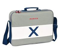 MUNICH College - Cartera Extraescolares, Maletín Portatodo, Bandolera, Cómoda y Versátil, Calidad y Resistencia, 38x6x28 cm, Color Gris
