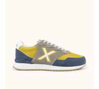 MUNICH DASH PREMIUM 278 Zapatilla Retro Running en Ante Gris y Mostaza con Detalles Azules 40
