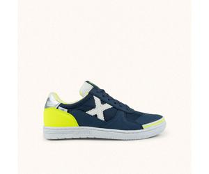 MUNICH G-3 KID 459 Zapatilla de Fútbol Sala Infantil Azul Marino y Amarillo Flúor 33