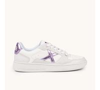MUNICH LEGIT WMN 112 Zapatilla Deportiva Blanca con Detalles Púrpura Metalizado 36