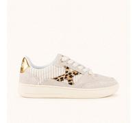 MUNICH LEGIT WMN 129 Sneakers Retro tenis y skate de diseño futurista Beige, Oro y Animal Print 36