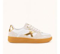 MUNICH LEGIT WMN 130 Sneakers Retro tenis y skate de diseño clásico y minimalista Blanco, Oro y Caramelo 36