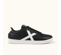 MUNICH OPEN 01 Zapatilla Minimalista Urbana en Piel Negra con Detalle Blanco 39