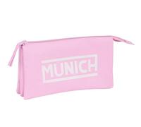 MUNICH ROSA - Portatodo Triple, Estuche Infantil, Estuche Niño, Ideal para Niños en Edad Escolar, Cómodo y Versátil, Calidad y Resistencia, 22x3x12 cm, Color