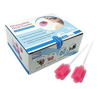 MUNKCARE Hisopo de espuma oral desechable con sabor a menta, envuelto individualmente, rojo, caja de 50 unidades