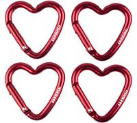 Munkees, 4 x Mini mosquetón en forma de corazón, llavero, rojo, 32209