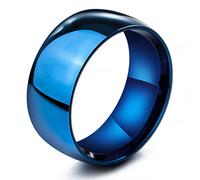 MunkiMix Ancho 10mm Acero Inoxidable Anillo Ring Banda Venda Azul Alianzas Boda Talla Tamaño 32 Hombre,Mujer